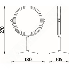 Nimco Miroir de maquillage - Miroir cosmétique sur pied, chromé ZR 3892B-26