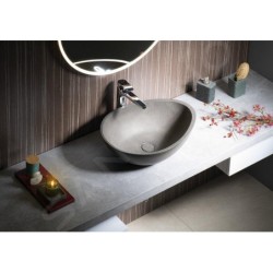 Sapho Lavabos - Lavabo Punc 534x390 mm, avec bonde, nanocouche, grès noir BH7001