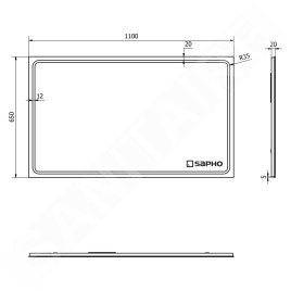 Sapho Gemini II - Miroir avec éclairage LED, 1100x650 mm GM110