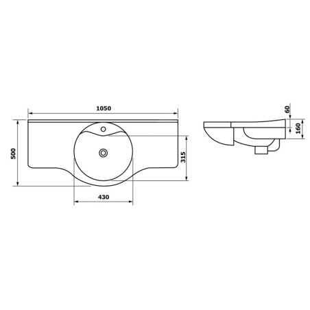 Sapho Gala - Meuble-lavabo 1050x500 mm, blanc 16105