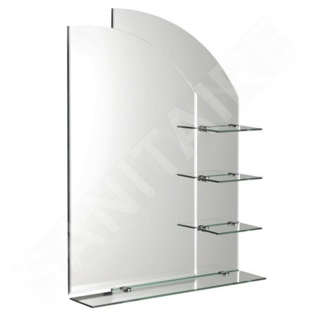 Aqualine Wega - Miroir 650x900 mm, arrondi, avec étagères 65028