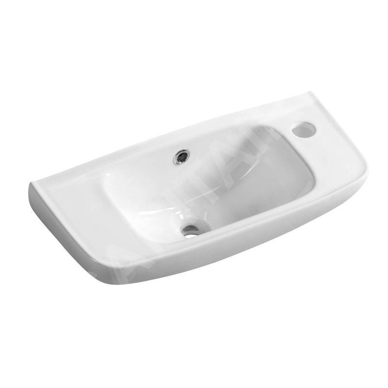 Aqualine Small - Lave-mains murale 510x215 mm, avec 1 trou à droite, blanc 10TP70051