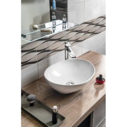 Aqualine Céramique - Vasque à poser, 420x340 mm, sans trou pour robinet, blanc 49412