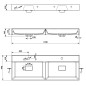 Sapho Godiva - Double-lavabo 1190x440 mm, sans trop-plein, 2 trous pour robinet, blanc GU119
