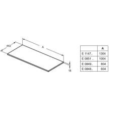 Ideal Standard Connect Air - Plateau 804 x 18 x 442 mm, brun foncé mat laqué E0849VY