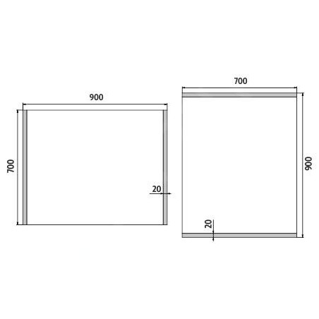 Nimco Miroirs - Miroir de salle de bains LED 900 x 700 mm, carré, aluminium ZP 11019