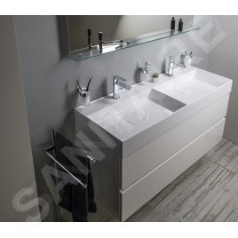 Sapho Godiva - Double-lavabo 1190x440 mm, sans trop-plein, 2 trous pour robinet, blanc GU119