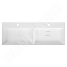 Sapho Godiva - Double-lavabo 1190x440 mm, sans trop-plein, 2 trous pour robinet, blanc GU119