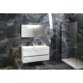 Sapho Godiva - Double-lavabo 1190x440 mm, sans trop-plein, 2 trous pour robinet, blanc GU119