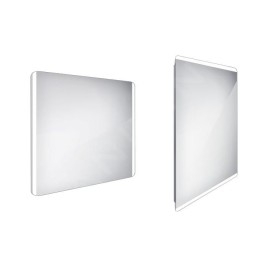 Nimco Miroirs - Miroir de salle de bains éclairé par LED 900 x 700 mm, arrondi, aluminium ZP 17019