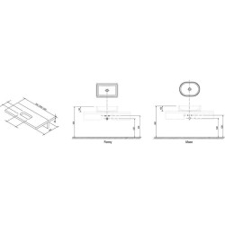Ravak Formy - Plaque de lavabo L, 1200 x 550 x 50 mm - noyer X000000838