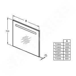 Ideal Standard Mirror&Light - Miroir 1.000x700 mm avec éclairage LED T3343BH