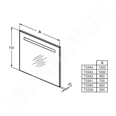 Ideal Standard Mirror&Light - Miroir 1.000x700 mm avec éclairage LED T3343BH