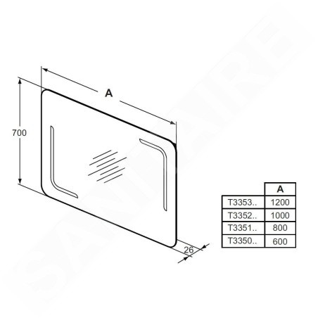 Ideal Standard Mirror&Light - Miroir 1.000x700 mm avec éclairage LED T3352BH