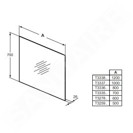 Ideal Standard Mirror&Light - Miroir 1.200x700 mm avec éclairage LED T3338BH