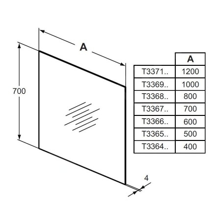Ideal Standard Mirror&Light - Miroir 400x700 mm T3364BH