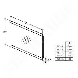 Ideal Standard Mirror&Light - Miroir 500x700 mm avec éclairage LED double face T3345BH