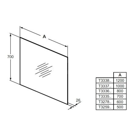 Ideal Standard Mirror&Light - Miroir 500x700 mm avec éclairage LED T3259BH