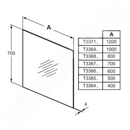 Ideal Standard Mirror&Light - Miroir 600x700 mm T3366BH