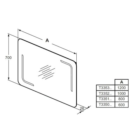 Ideal Standard Mirror&Light - Miroir 600x700 mm avec éclairage LED T3350BH