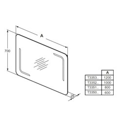 Ideal Standard Mirror&Light - Miroir 800x700 mm avec éclairage LED T3351BH