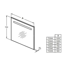 Ideal Standard Mirror&Light - Miroir 700x700 mm avec éclairage LED T3341BH