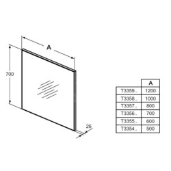 Ideal Standard Mirror&Light - Miroir 700x700 mm avec encadrement T3356BH