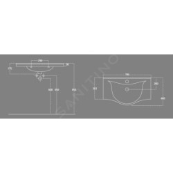 Aqualine Zara - Lavabo 795x460 mm, avec trop-plein, trou pour robinet, blanc 10080