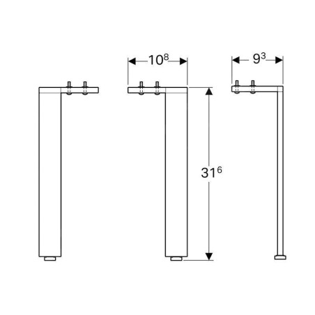 Geberit Acanto - Pieds pour meuble, 316 mm, aluminium/chrome 500.657.00.2