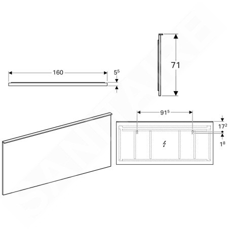 Geberit Xeno 2 - Miroir 1400 x 710 mm avec éclairage LED et chauffage 500.204.00.1