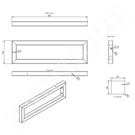 Sapho Accessoires - Support fermé 490 mm, inox brossé 30384