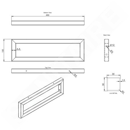 Sapho Accessoires - Support fermé 490 mm, inox brossé 30384