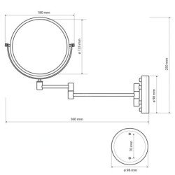 Sapho Équipement de salle de bain - Miroir cosmétique, bronze XP012