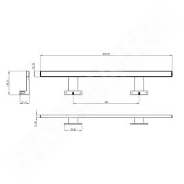 Aqualine Accessoires - Luminaire à LED Serapa, longueur 600 mm, 9W, chromé SA148