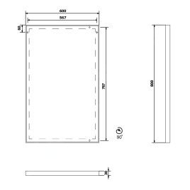 Sapho Miroirs - Miroir Arowana dans un cadre, 600x800 mm, noir mat AWB6080