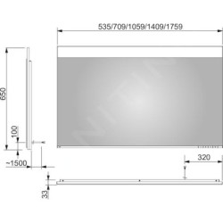 Keuco Edition 400 - Miroir chauffant avec éclairage DALI-LED, 1759x650 mm 11596173001