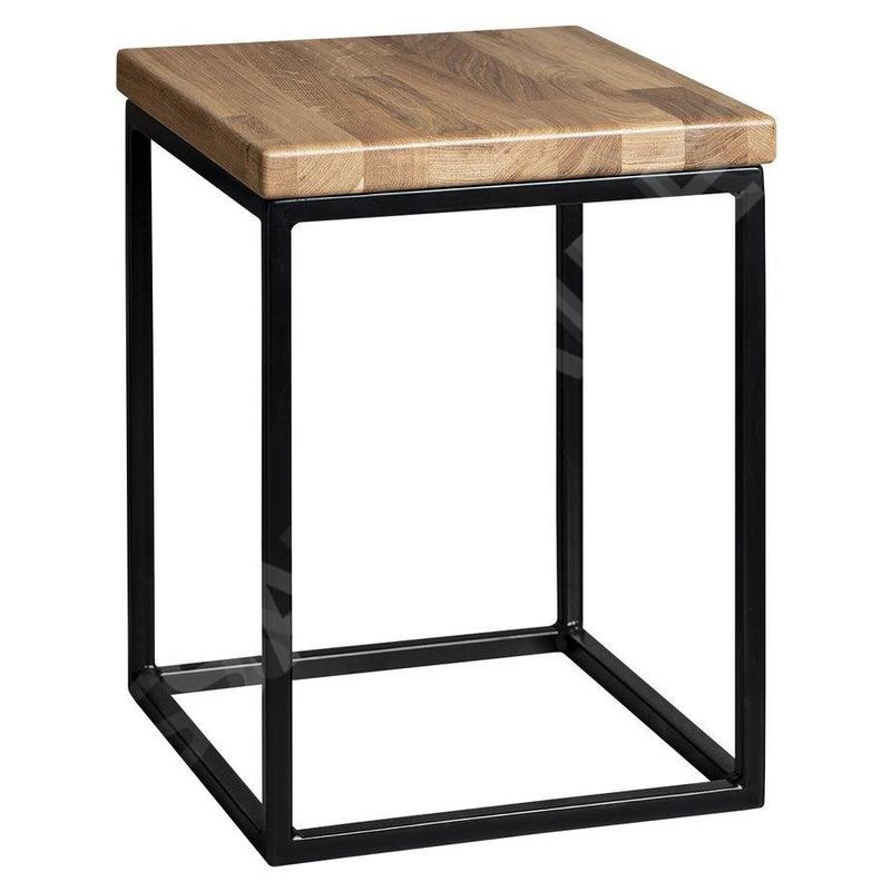Sapho Ska - Tabouret de salle de bain, 300x410x300 mm, noir mat/chêne SKA190