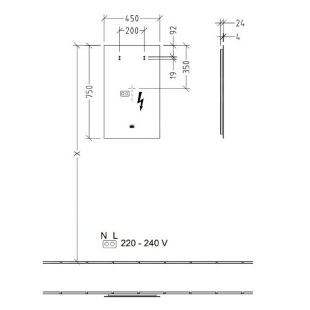 Villeroy & Boch More to See Lite - Miroir avec éclairage LED, 450x750x24 mm A4594500