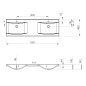 Sapho Lucia - Meuble double vasque 1500x480 mm, avec trop-plein et 2 trous pour la robinetterie, blanc 50154