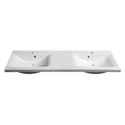 Sapho Lucia - Meuble double vasque 1500x480 mm, avec trop-plein et 2 trous pour la robinetterie, blanc 50154