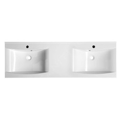 Sapho Lucia - Meuble double vasque 1500x480 mm, avec trop-plein et 2 trous pour la robinetterie, blanc 50154