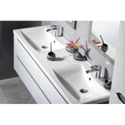 Sapho Lucia - Meuble double vasque 1500x480 mm, avec trop-plein et 2 trous pour la robinetterie, blanc 50154