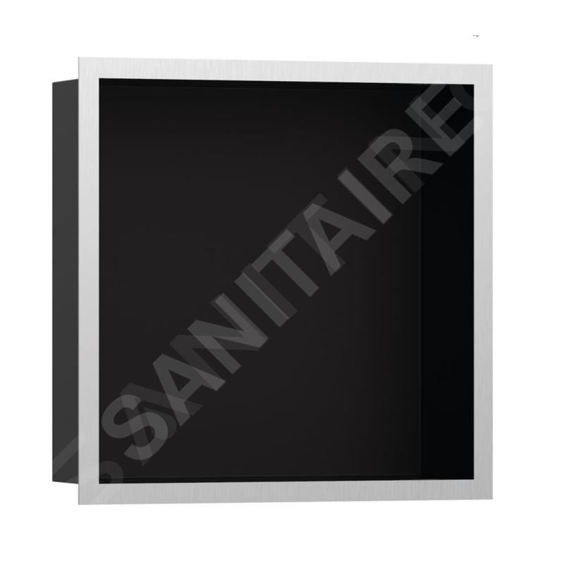 Hansgrohe XtraStoris Individual - Niche murale avec cadre design, 300x300x100 mm, noir mat / inox brossé 56098800