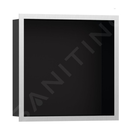 Hansgrohe XtraStoris Individual - Niche murale avec cadre design, 300x300x100 mm, noir mat / inox brossé 56098800