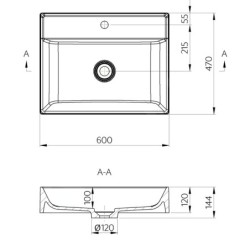 Sapho Lavabos - Lavabo Twig, 600x470 mm, avec un trou pour robinet, blanc TW060