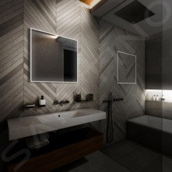 Nimco Miroirs - Miroir avec éclairage LED, 600x600 mm, capteur tactile, aluminium ZP 13066V
