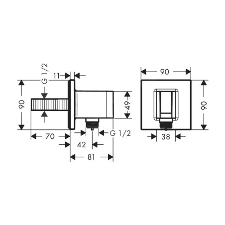 Hansgrohe Fixfit - Coude de raccordement avec support, noir mat 26889670