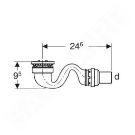 Geberit Sestra - Garniture de vidage pour receveurs, hauteur du robinet 50 mm 550.018.00.1
