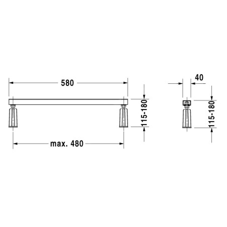 Duravit Accessoires - Pieds de baignoire et de bac de douche D-Code, pour longueur au-dessus de 1000 mm 790127000000000