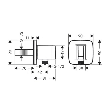 Hansgrohe Fixfit - Coude de raccordement avec support, chrome 26887000